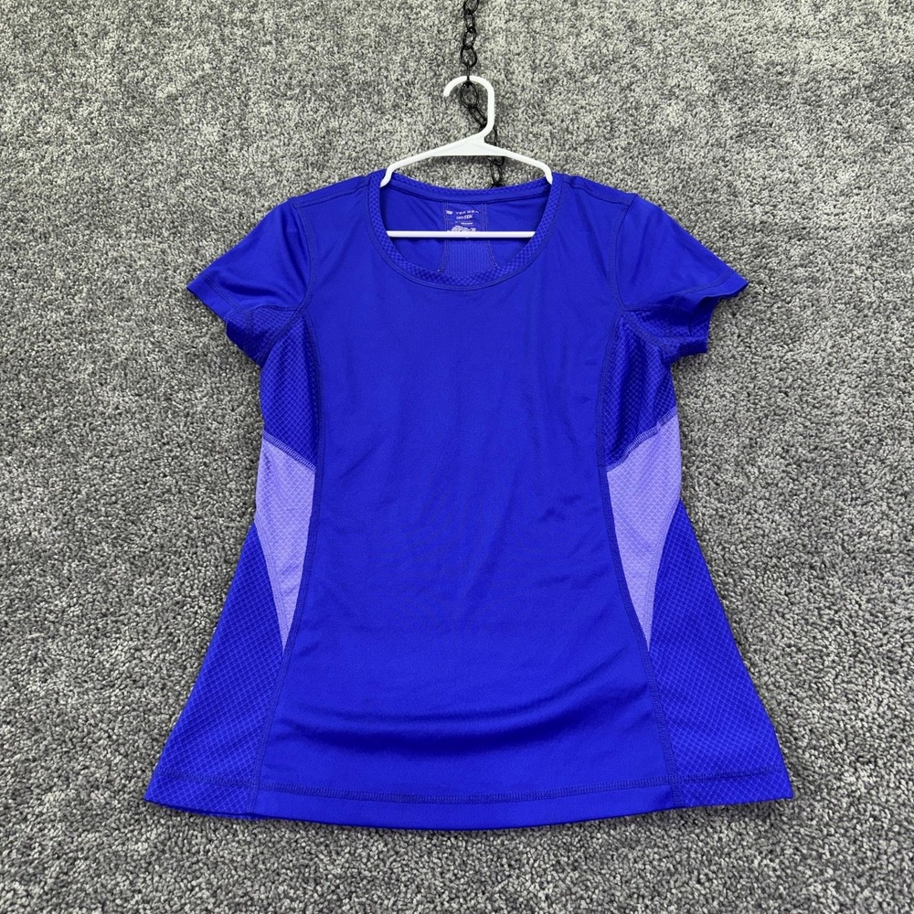 Tek Gear Shirt Womens Medium Blue DryTek Colorblock Mesh Short Sleeve Athletic